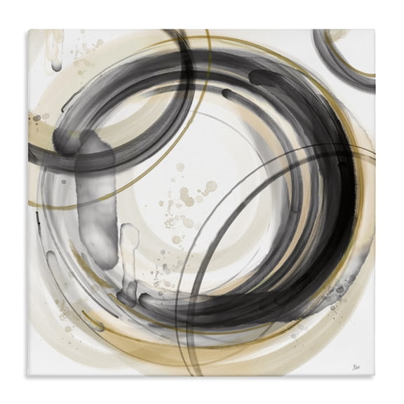 Stupell Industries Art Deco Neutral Concentric Circles Canvas Art, 17 x 17, by Nan