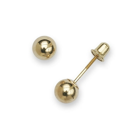 14k Yellow Gold 5mm Ball Shape Screw-Back Earrings