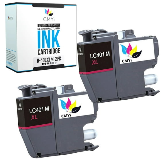 CMYi LC401XL Magenta 2-Pack Ink Cartridges compatible for Brother LC401XL - DCP-J1050DW, J1140DW, J1800DW, MFC-J1010DW, J1012DW, J1170DW, J1800DW (2 Magenta)