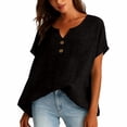 thumbnail image 2 of Women Linen Shirt Peasant Tops For Women Gauze Shirts For Women Boho Peasant Gauze Blouses Summer Blouses For Women Loose Fit Tee Shirt Women Gauze Tunic Tops For Women Black L, 2 of 9