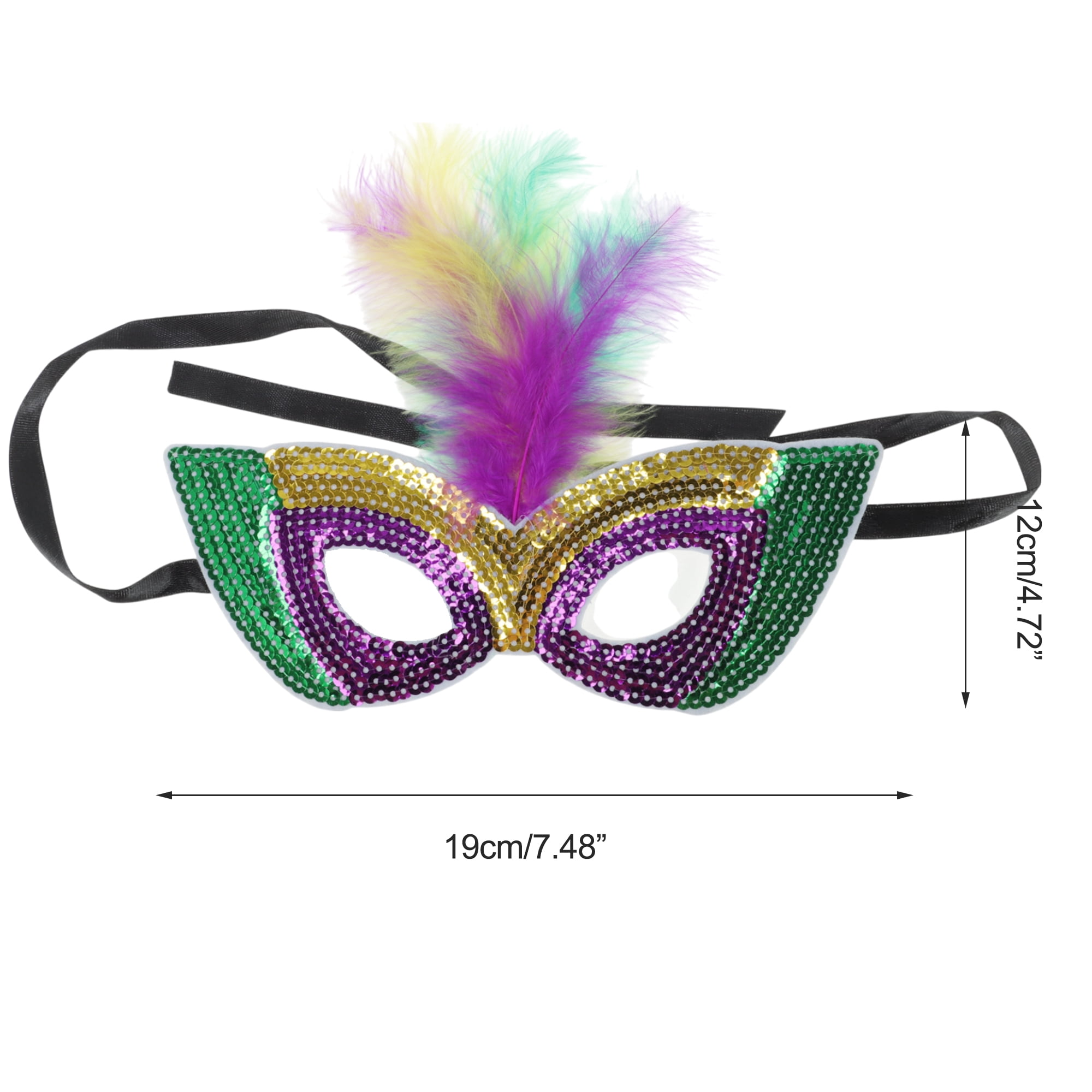 Unique Bargains 1 Box Colorful Feather Sequins Half Face Party Mask Light Purple