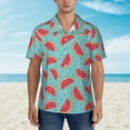 thumbnail image 5 of Uemuo Watermelon Printed Regular Fit Short Sleeve Casual Hawaiian Shirt for Men,Aloha shirt,Tropical shirt,Floral print shirt,Vacation Beach shirt-Medium, 5 of 9