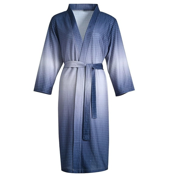 Clearance! robes for women terry cloth robes for women Womens Long Sleeve Cotton Robe Kimono Bathrobe Soft Solid Sleepwear Spa Robes With Pockets Big sales Navy