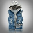 thumbnail image 2 of Odeerbi Hooded Denim Vest for Men Jean Vest Fashion Casual Jacket Vest Blouse Light Blue, 2 of 9
