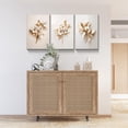 thumbnail image 5 of 3 Piece Wall Art Canvas Gold Flower Picture Minimalist Floral Poster Modern Artwork Print on Canvas, Framed for Living Room Bedroom Office, 12"x16"x3 Panels, 5 of 7
