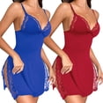 thumbnail image 6 of LWP 2 Pack Women's Lingerie Sexy Nightwear Spaghetti Strap Nightgown Babydoll Chemise, 6 of 10