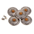 thumbnail image 1 of veasfak 5pcs Premium Alloy Flower Turquoise Round Button Rivets 30mm - Orange, 1 of 7