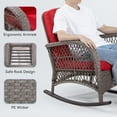 thumbnail image 4 of Joyside Patio Wicker Rocking Chair - All-Weather Outdoor Rocker Chair with Safe Rocking Design and Premium Fabric Cushions(Mixed/Red), 4 of 7