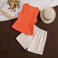 thumbnail image 4 of Bxsruta Girls 8-12 2 Piece Outfit Set Button Front Vest and Shorts Summer Matching Sets Casual Sleeveless Top Soft Breathable Kids Clothing, 4 of 8