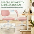 thumbnail image 4 of Home Office Chair No Arms with Wheels, Armless Wide Desk Chairs Comfy Cute Pink Vanity Chair with Back Lumbar Support, Adjustable Height Swivel Rolling for Bedroom Makeup Study Small Spaces, 4 of 18