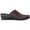 Bordo Velvet Leather, variant on Women's Go Comfortable Backless Wedge Heeled Slip-On Clogs, Cognac, Size EU 41