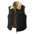 thumbnail image 2 of yuCgh Men's Reversible Fleece Vest, Double Sided Lambskin Collar Waistcoat, Color Contrast Zip Up Jacket for Warm Layering & Casual Style,Black,L, 2 of 9