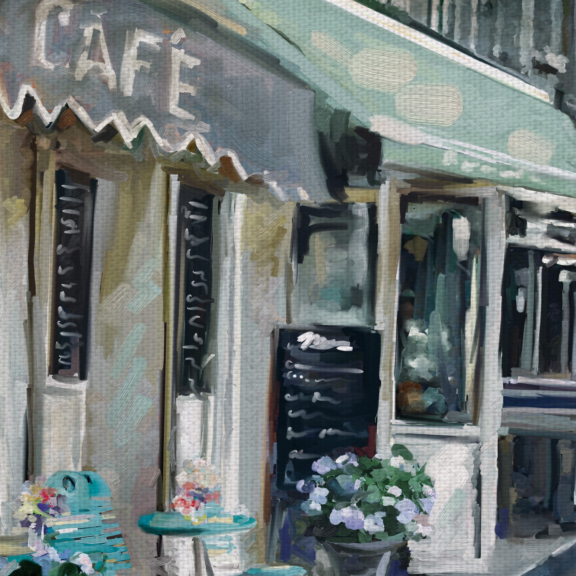 Masterpiece Art Gallery Bistro de Paris II Square City Cafe By Studio Arts Canvas Art Print 24" x 36"