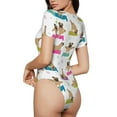 thumbnail image 3 of Easygdp Yoga Dogs Poses Women'S Waist-Cinching Short-Sleeved Onesie, Olastic Onesiet,Snaps At Bottom,Easy To Put On And Take Off - Large, 3 of 9
