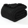 thumbnail image 1 of YnM Chunky Throw Blanket, Medium-Weight, Hand Knitted, Skin Friendly, Ventilated and Breathable, Machine Washable, Home Décor Piece for Couch, Sofa and Bed (Black, 40x50 Inch), 1 of 8