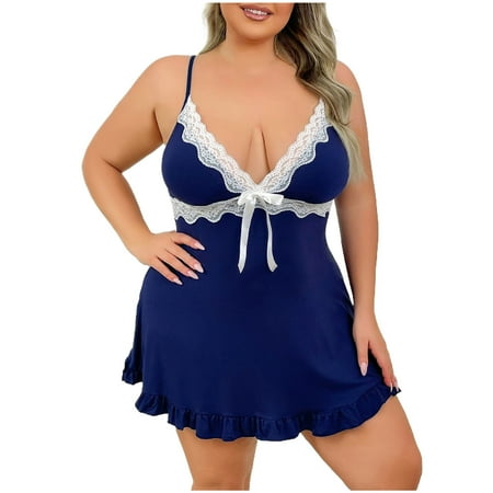 Wdfiry Nightgown for Women Babydoll Lingerie Lace Chemise Sleepwear Lace Sexy Nighty Slip Nightwear