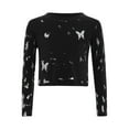 thumbnail image 3 of Miutii Girl's Pullover Shirts Hip-hop Clothes Round Neck Basic Tees Athletic Streetwear Long Sleeve Crop Top Black 5-6, 3 of 7