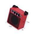 thumbnail image 5 of BIMZUC 5W Mini Portable Guitar Amplifier Combo, Red, Dual Power 9V Battery or DC Adapter, 1/4" & 3.5mm Inputs, Overdrive & Tone Control for Electric Acoustic Guitar, 5 inches / 12.7 cm Length, 5 of 9