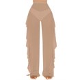 thumbnail image 1 of Traje de baño Cover Up Pants Jumppmile de malla transparente con volantes, color caqui, 1 of 6