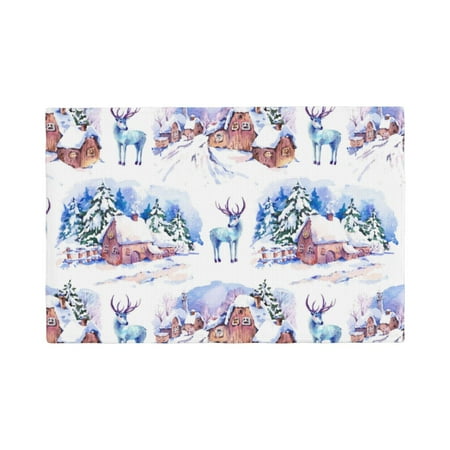 

Placemats Set of 4 Snowy Cottage Holiday Scene Heat Resistant Non - Slip Place mats Waterproof table mat for Kitchen Dining-4片装
