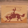 thumbnail image 6 of Ambesonne Rodeo Jigsaw Puzzle, Cowboy Tie-Down Bull, Heirloom-Quality Fun Activity for Family Durable Cardboard, 1000 pcs, Dark Orange and Burgundy, 6 of 6