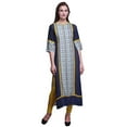 thumbnail image 1 of Bimba Indigo Blue5 Shibori Ikat printed straightÂ&nbsp;kurtisÂ&nbsp;for women panel kurta summer tunic XXX-Large, 1 of 5