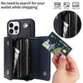 thumbnail image 6 of ELEHOLD Crossbody Wallet Case for iPhone 14 Pro PU Leather Double Buttons Shockproof Flip Cover with Detachable Shoulder Strap Card Slots Kickstand,Darkblue, 6 of 9