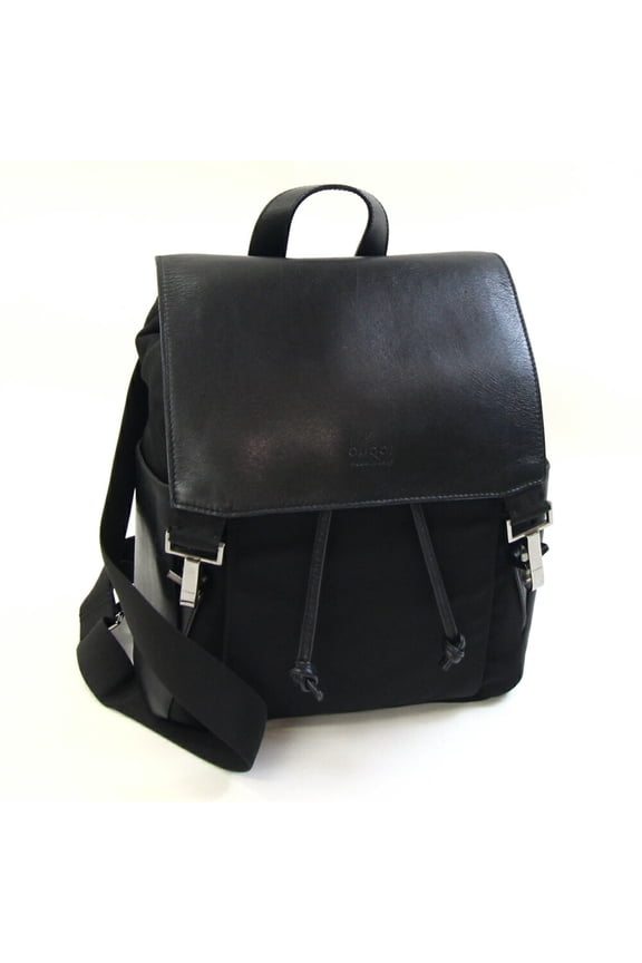 Pre-Owned Gucci Backpack 008 0233 Black Nylon Canvas Leather Day Bag Old Women's GUCCI (Good)