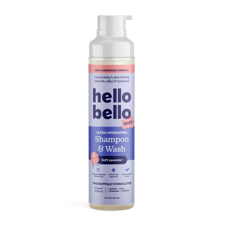 Hello Bello Ultra-Hydrating Baby Shampoo & Body Wash, Soft Lavender, 10oz Bottle