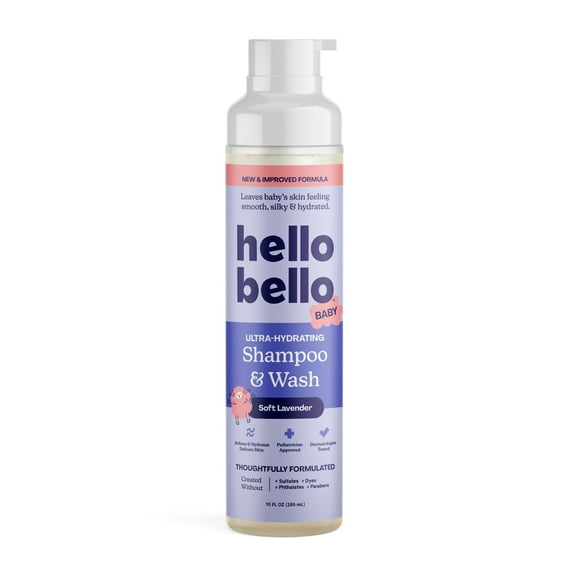 Hello Bello Ultra-Hydrating Baby Shampoo & Body Wash, Soft Lavender, 10oz Bottle