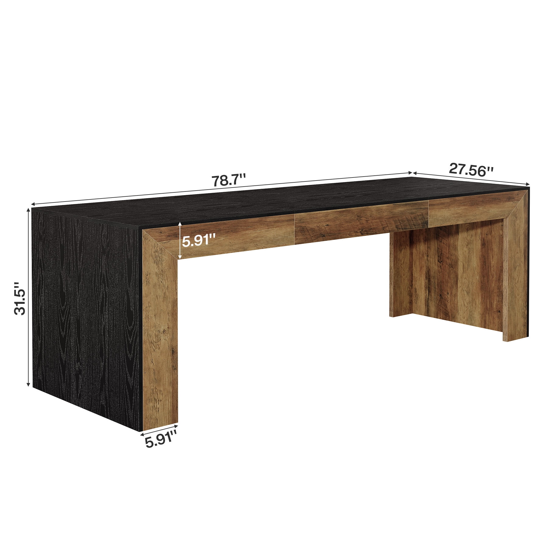 Tribesigns 86.6-Inch Long Computer Desk for 2 Person, Farmhouse Executive Desk with Wooden Tabletop and Legs for Home Office