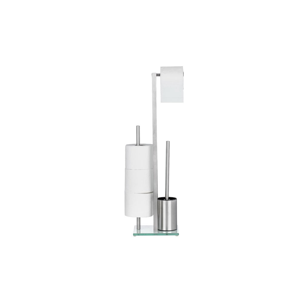 WHITE LABEL Free-Standing Toilet Brush And Paper Holder Set