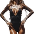 thumbnail image 3 of Traje de baño Advancent de una pieza con cuello en V profundo Negro, 3 of 6