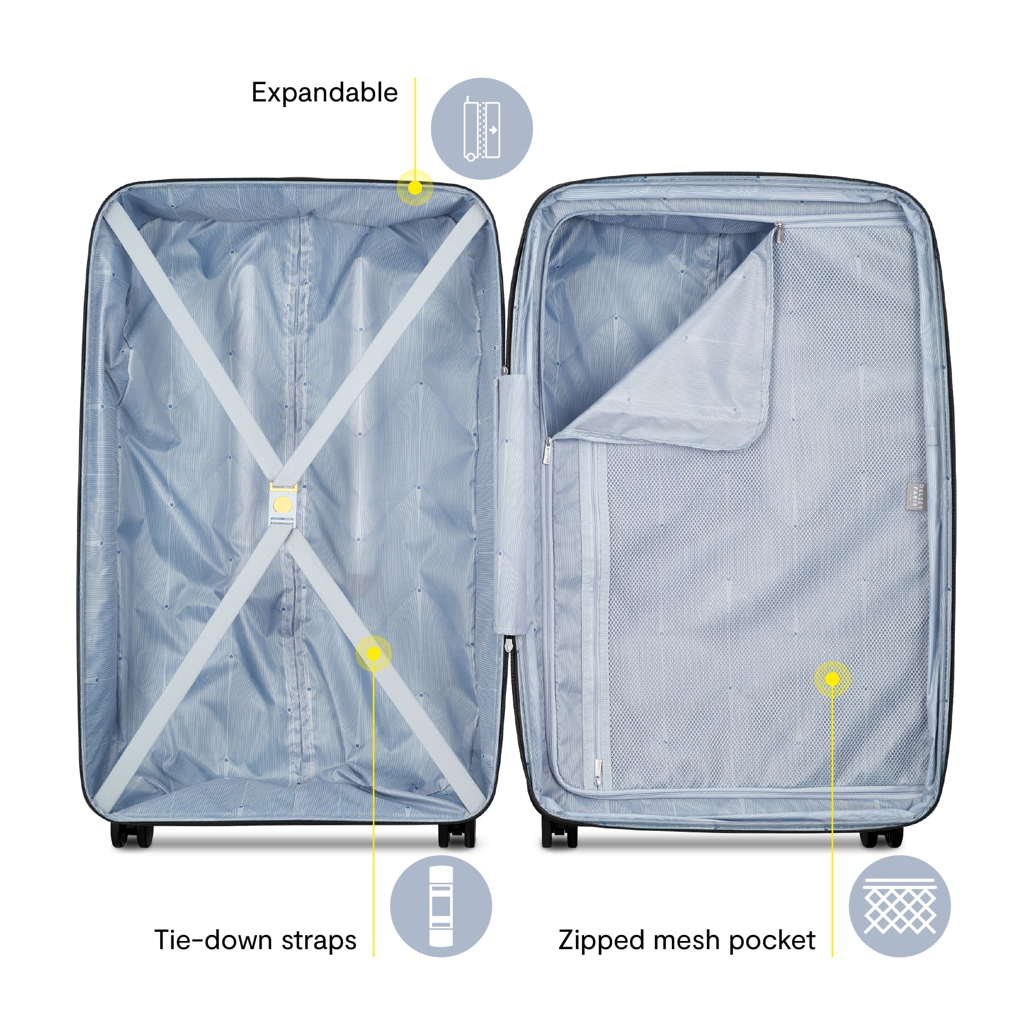 DELSEY PARIS Dune 25" Medium Checked Hardside Expandable Spinner Luggage, Black