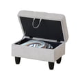 thumbnail image 3 of Gray Storage Ottoman Stool, Linen Fabric Ottomans Footstools for Living Room Bedroom, 3 of 7