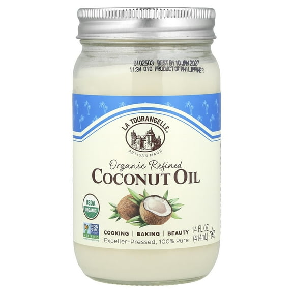 La Tourangelle, Organic Refined Coconut Oil, 14 fl oz (414 ml) Pack of 2