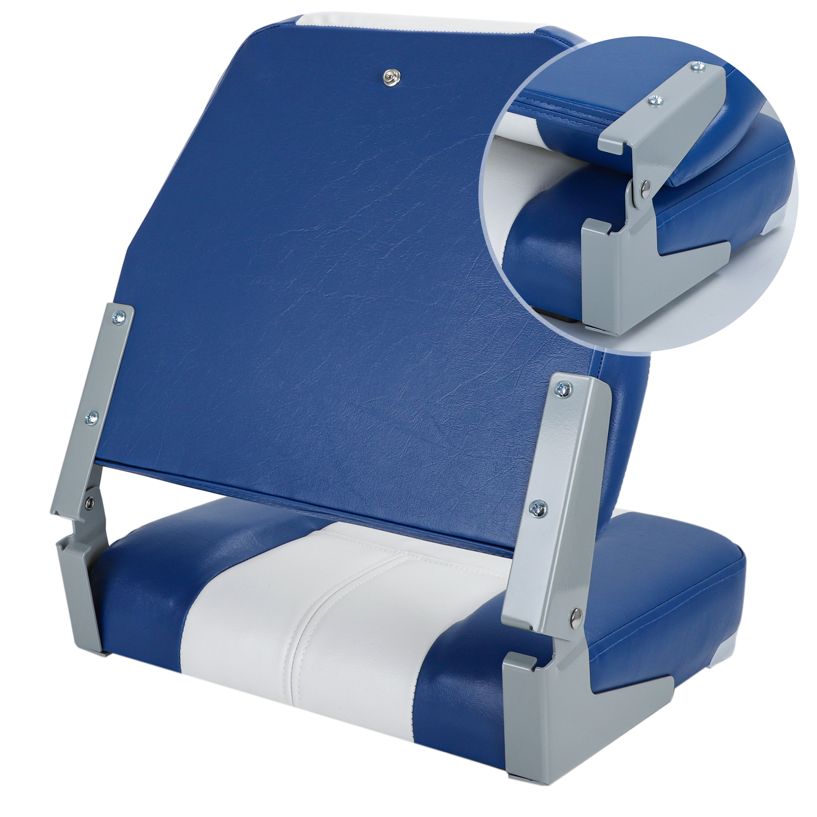 NORTHCAPTAIN Deluxe White/Pacific Blue Low Back Folding Boat Seat