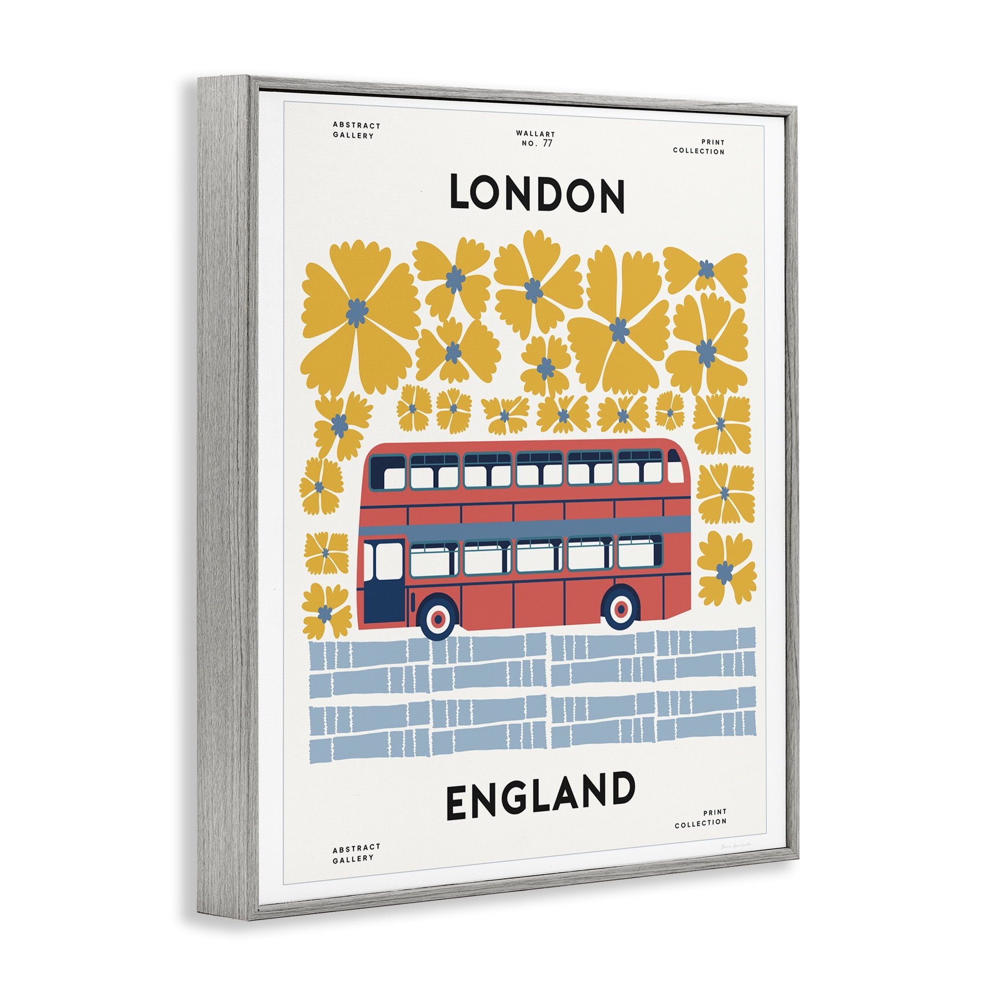 Stupell Industries Groovy London Bus Gray Framed Giclee Art, design by Omar Escalante