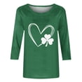 thumbnail image 4 of BLVB Women's 3/4 Sleeve St Patricks Day Shirts Casual Crewneck Festival Tees Green Tops Shamrock Tunics Blouses, 4 of 5