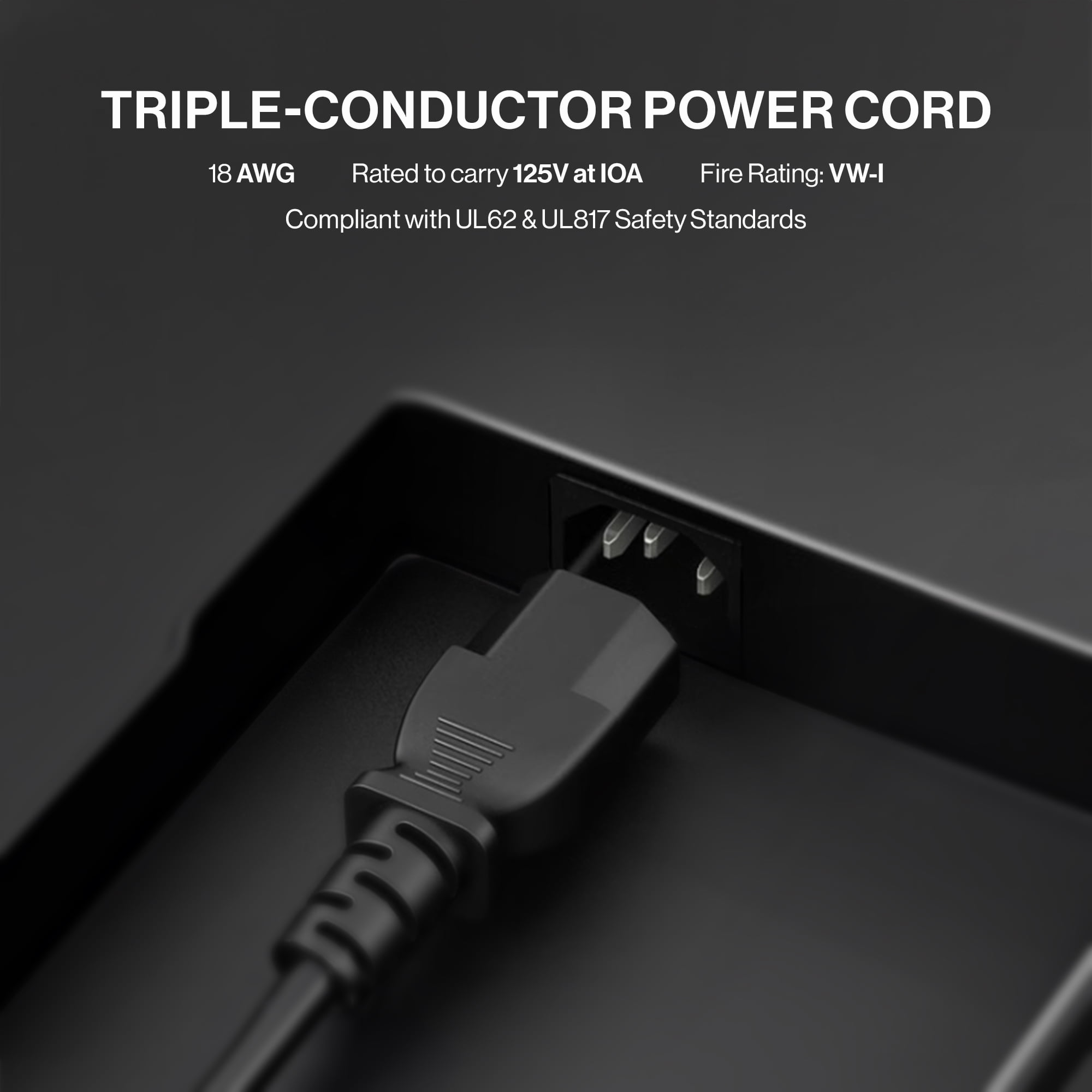 Universal 3FT 3 Prong Power Cord C13 AC Electric Cable For Computer, Monitor, TV, Appliance