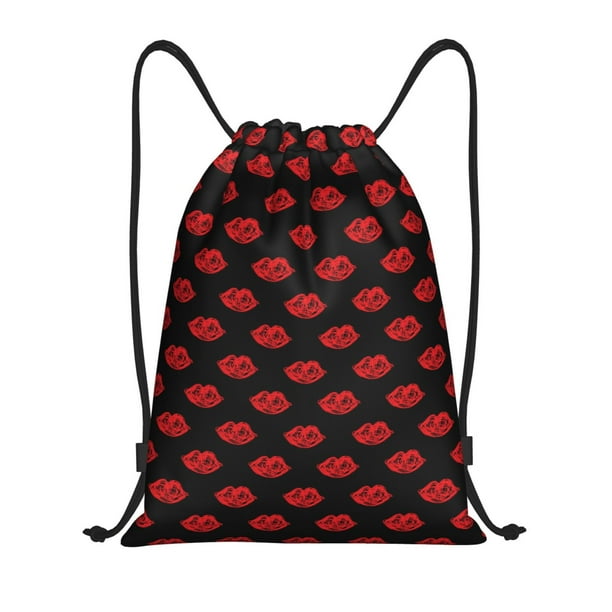 Fotbe Red Beautiful Lips Bolsa Mochila con Cordón Estampada, Bolsa de Gimnasio Deportiva, Bolsa Cinch, Bolsa con Cordón para Hombres y Mujeres-Medium