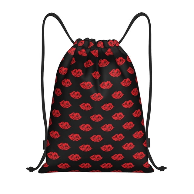 Fotbe Red Beautiful Lips Bolsa Mochila con Cordón Estampada, Bolsa de Gimnasio Deportiva, Bolsa Cinch, Bolsa con Cordón para Hombres y Mujeres-Medium