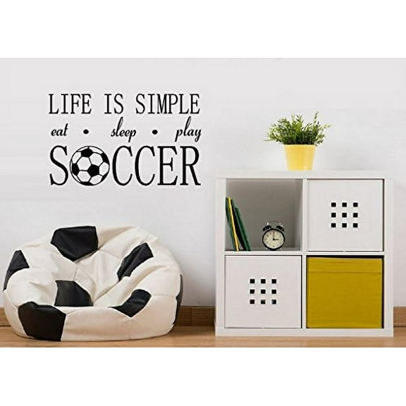 Decal ~ Life is SIMPLE eat sleep play SOCCER ~ Wall or Window Decal (13" x 21")