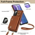 thumbnail image 5 of Crossbody Strap Wallet Case for Samsung Galaxy Note 20 with Wrist Strap, 360° Rotating Ring Kickstand & Card Holder PU Leather Purse Magnetic Snap Zipper Case Cover for Galaxy Note 20, Brown, 5 of 9