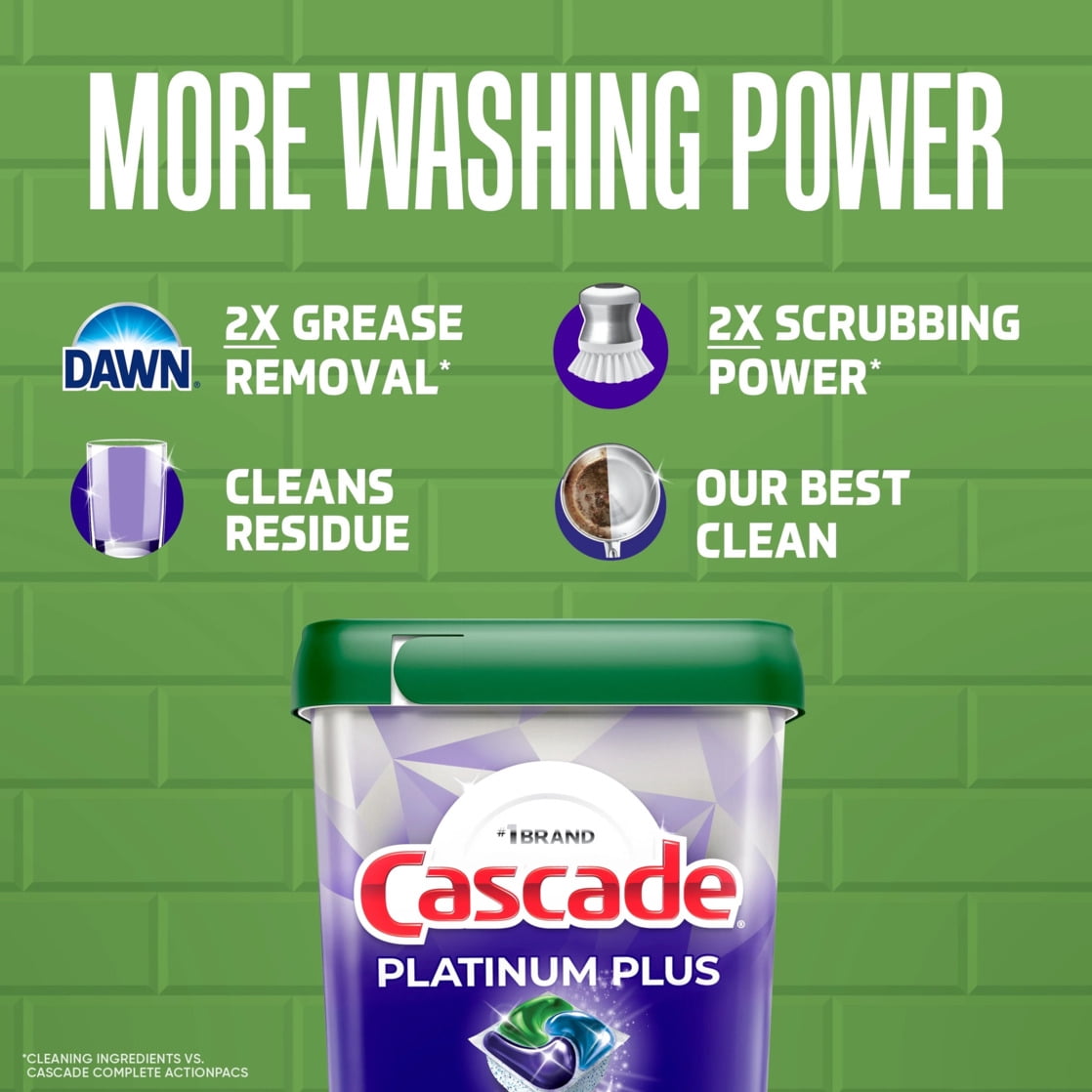 (3 pack) Cascade Platinum Plus Dishwasher Pods, Dishwasher Detergent Soap Tabs, Fresh, 26 Count