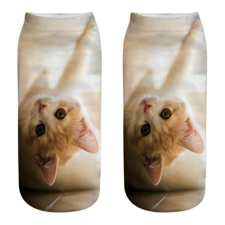 

STEADY Unisex Funny 3D Fashion Cat Printed Casual Socks Cute Low Cut Ankle Socks Multicolor