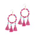 thumbnail image 1 of Pendientes de borlas navideñas, pendientes colgantes, diseño bohemio, ligeros, modernos, para festivales de invierno, regalos para eventos , Rosa Rosa, 1 of 8
