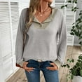 thumbnail image 4 of Womens Long Sleeve Shirts Fall Fashion 2026 Patchwork Button Up V Neck Sweatshirt Casual Pullover Tops (S, Beige), 4 of 6