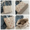 thumbnail image 3 of Granjero Gordo Bolso de mano tejido y bolsas de cosméticos, bolso de mano tejido elegante de playa de verano, bolso de hombro de 10,62 x 3,93 x 7,48 pulgadas (blanco), 3 of 5