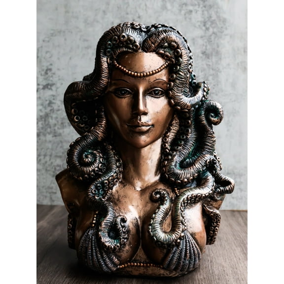 Sea Witch Goddess Cecaelia Kraken Octopus Tentacles Haired Woman Bust Statue
